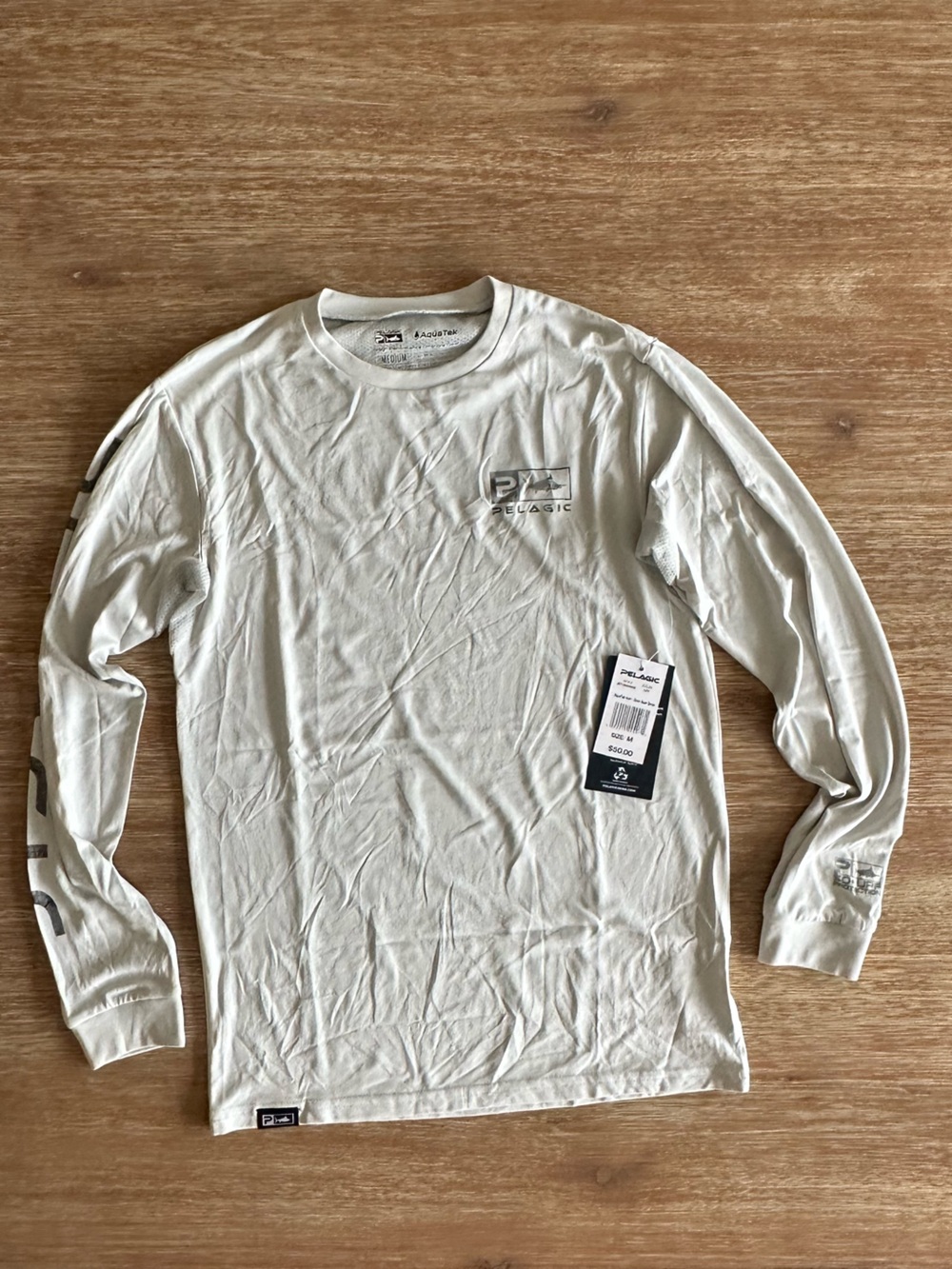 Pelagic Boys’ Long Sleeve Crew Neck Performance Shirt - Light Gray NWT